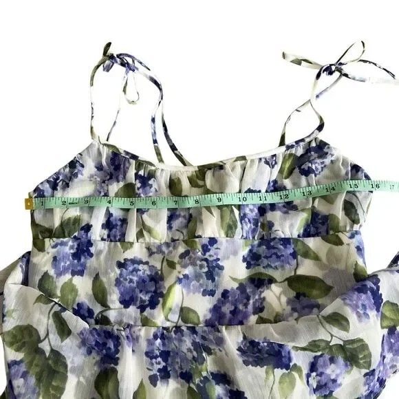 Amanda Uprichard Adelina Floral Tiered Midi Dress Purple White S - Picture 8 of 11